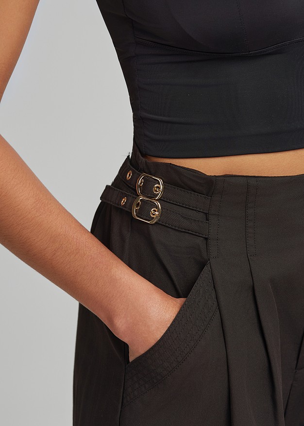 High-waisted straight wide-leg pants