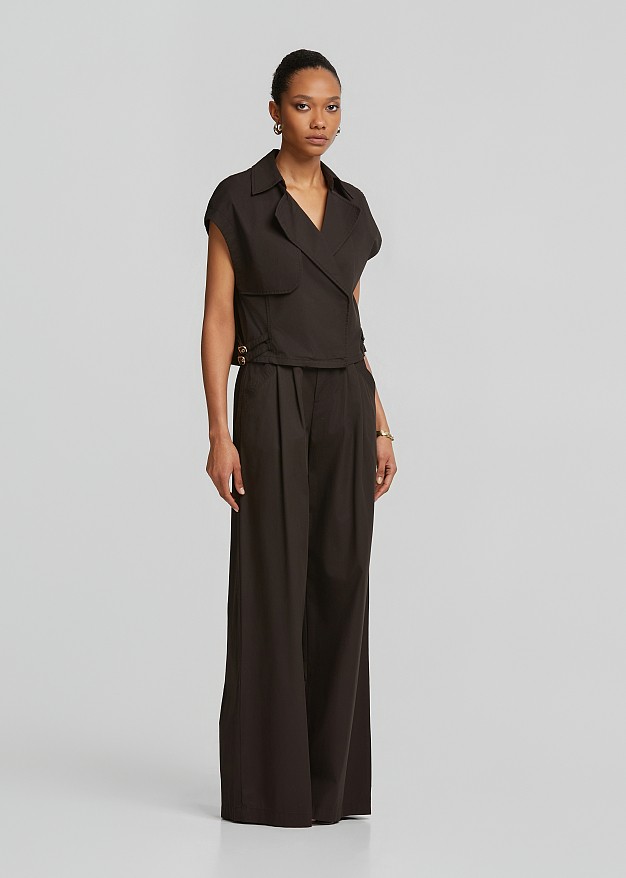 High-waisted straight wide-leg pants