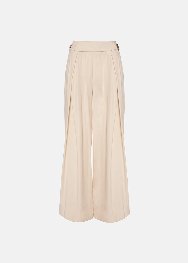 Pleated straight-leg trousers