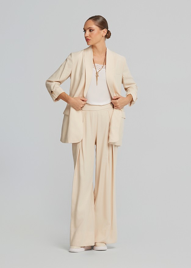 Pleated straight-leg trousers