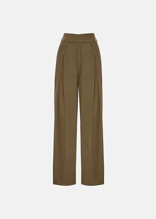 Pleated straight-leg trousers