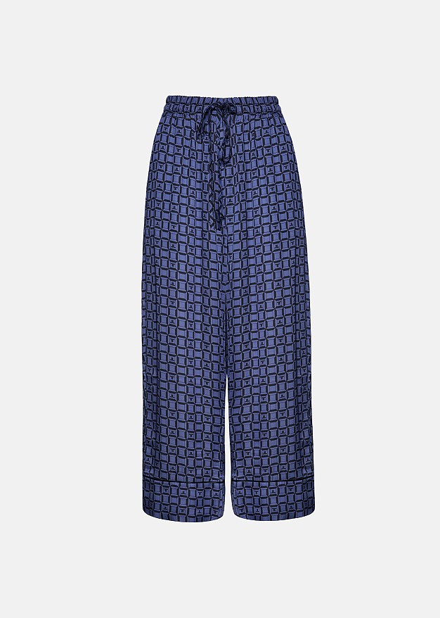 Satin look pants in logo print