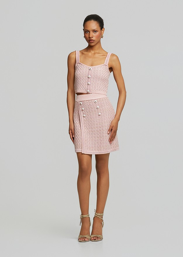 Mini knitted skirt in pink