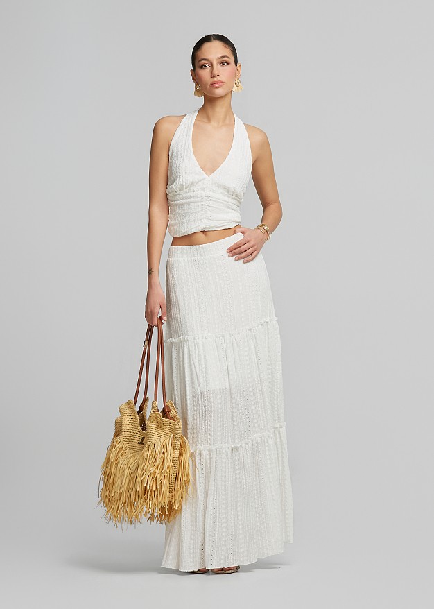 Broderie lace maxi skirt