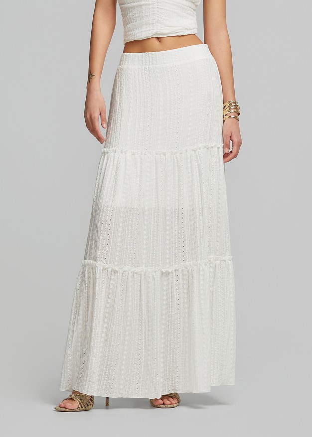 Broderie lace maxi skirt