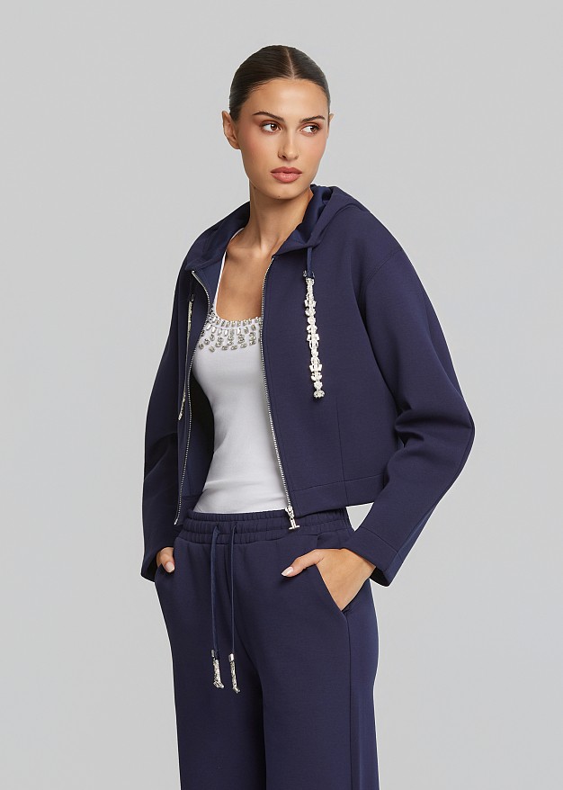Short tracksuit jacket with hood