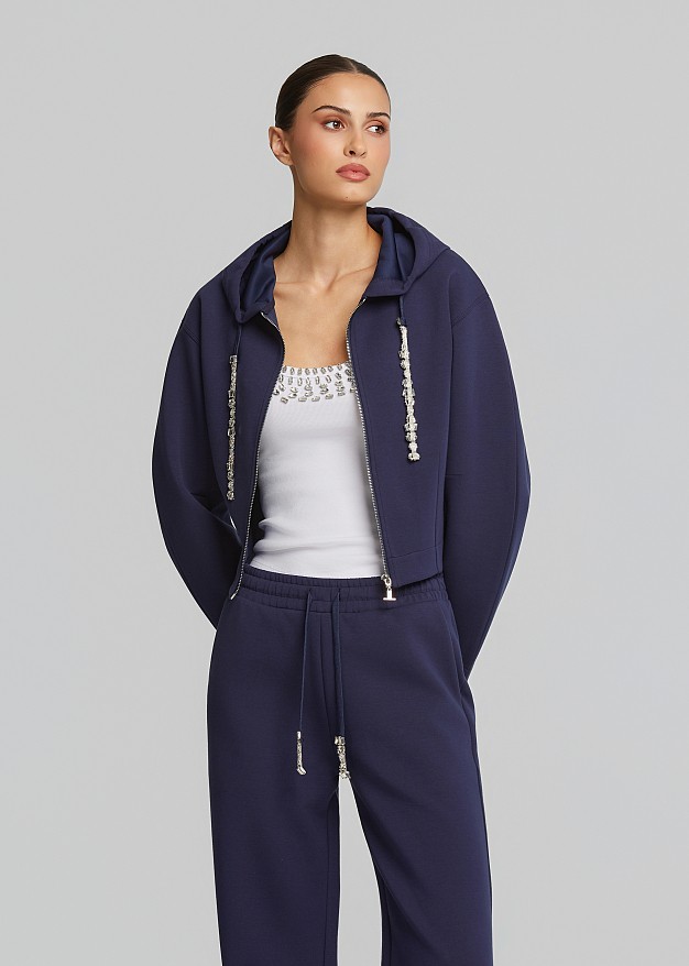 Short tracksuit jacket with hood