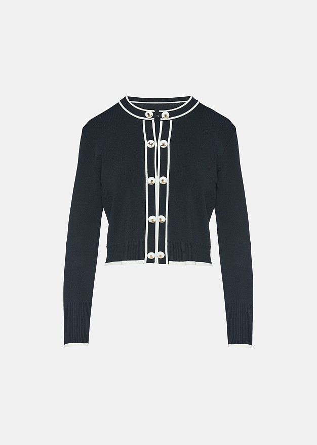 Cardigan with contrast stripes
