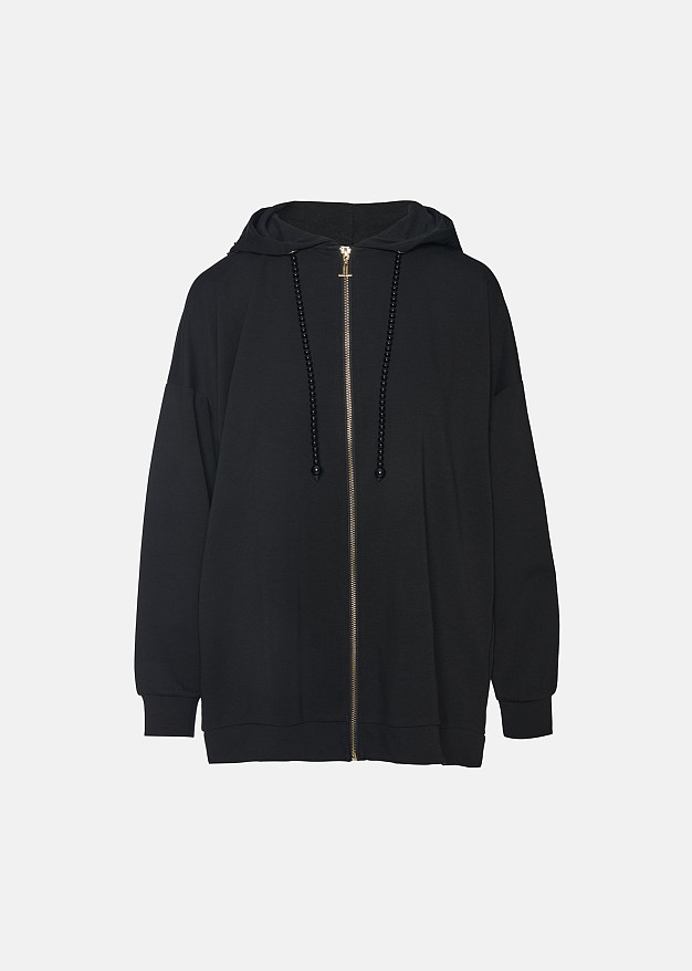 Long tracksuit jacket with hood