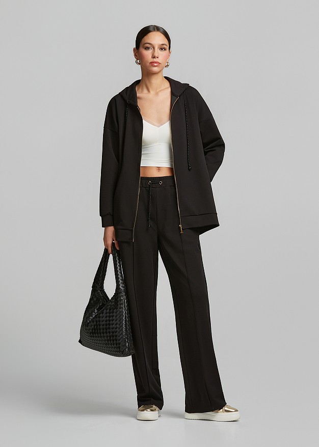 Long tracksuit jacket with hood