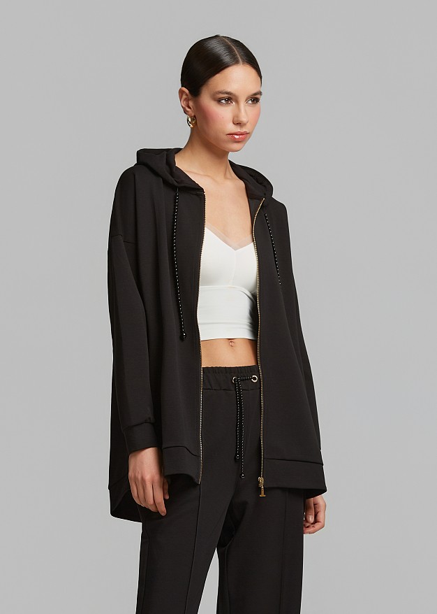 Long tracksuit jacket with hood