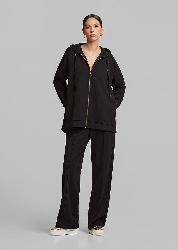 Long tracksuit jacket with hood