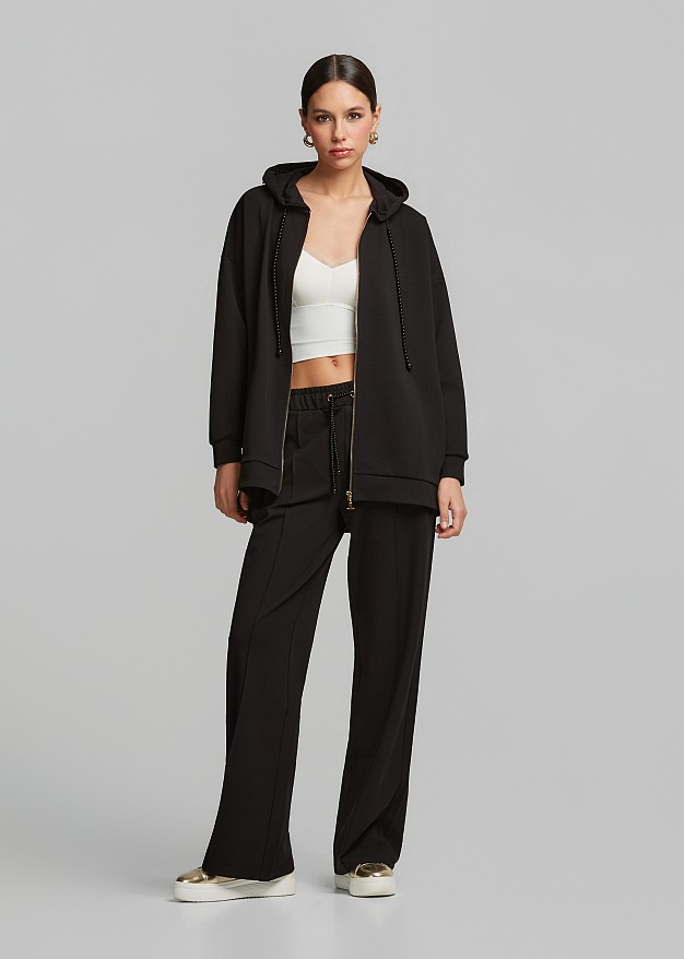 Long tracksuit jacket with hood