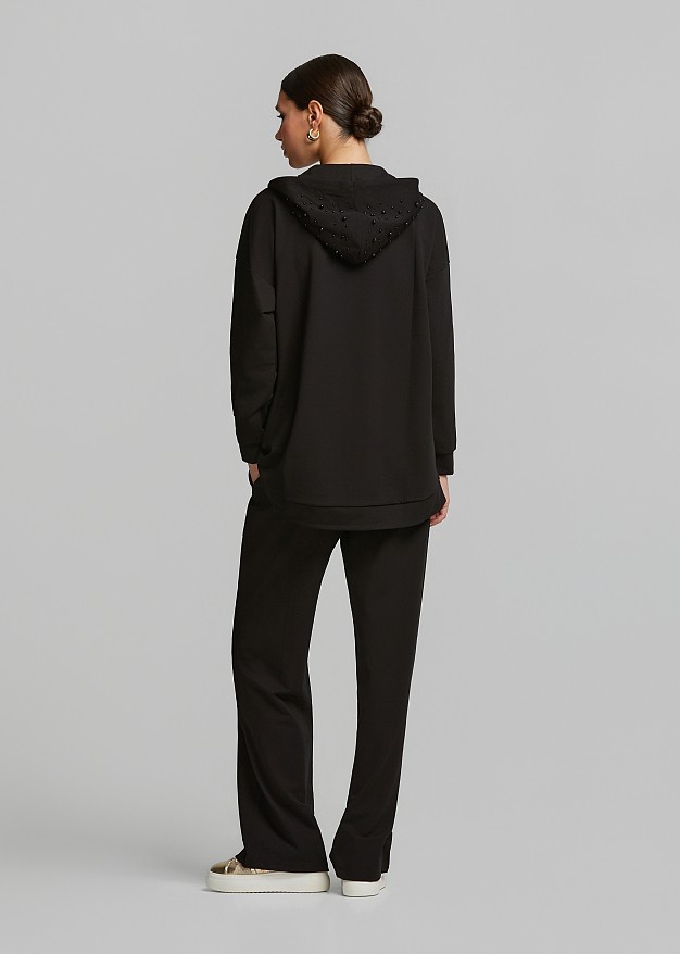 Long tracksuit jacket with hood