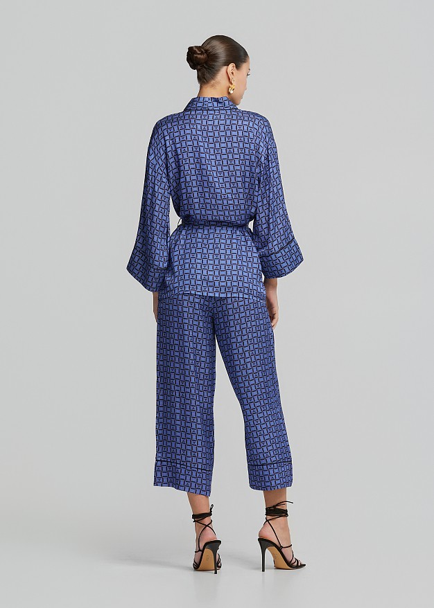 Satin look jacket with all-over logo print
