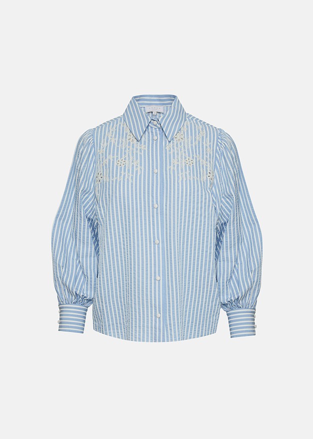 Striped shirt with broderie details