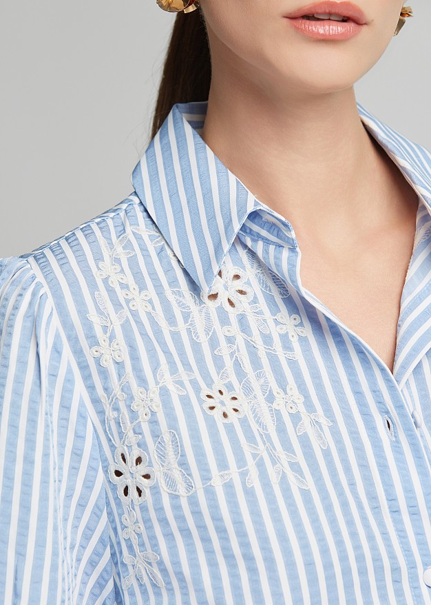 Striped shirt with broderie details