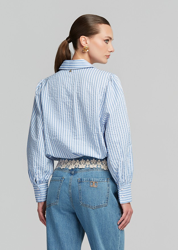 Striped shirt with broderie details