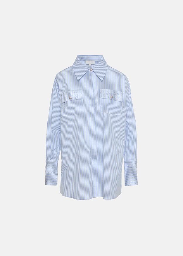 Long striped shirt with rhinestones