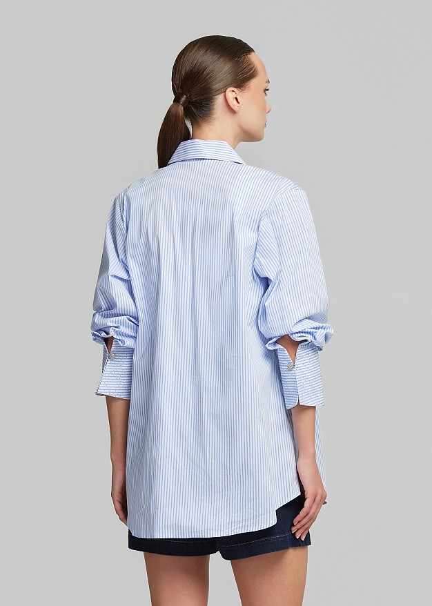 Long striped shirt with rhinestones