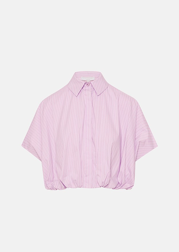 Striped crop balloon shirt