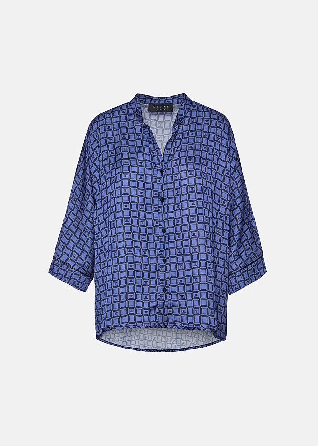 Satin look shirt with all-over logo print