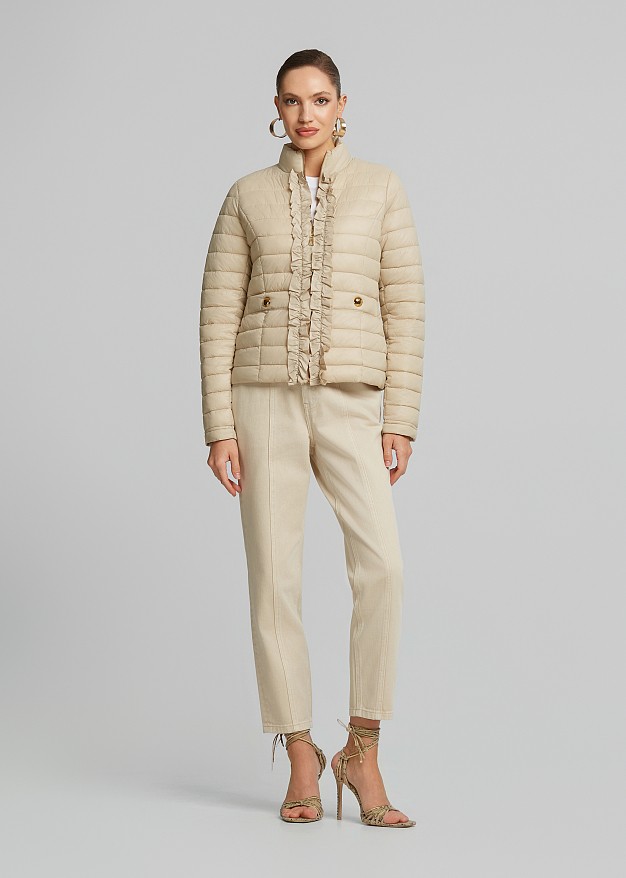 Puffer jacket in frills