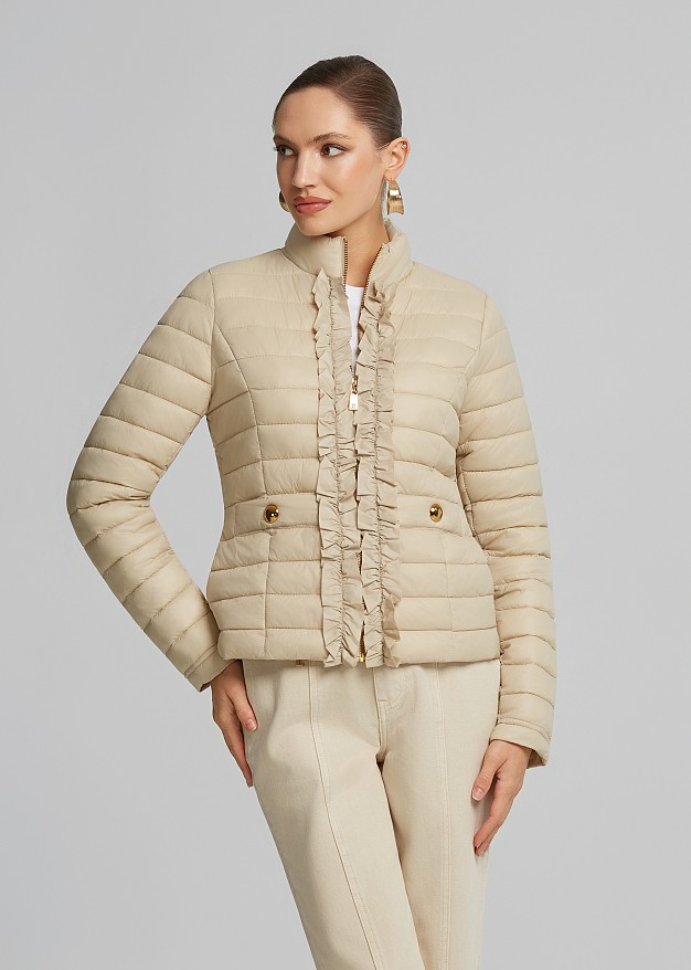 Puffer jacket in frills