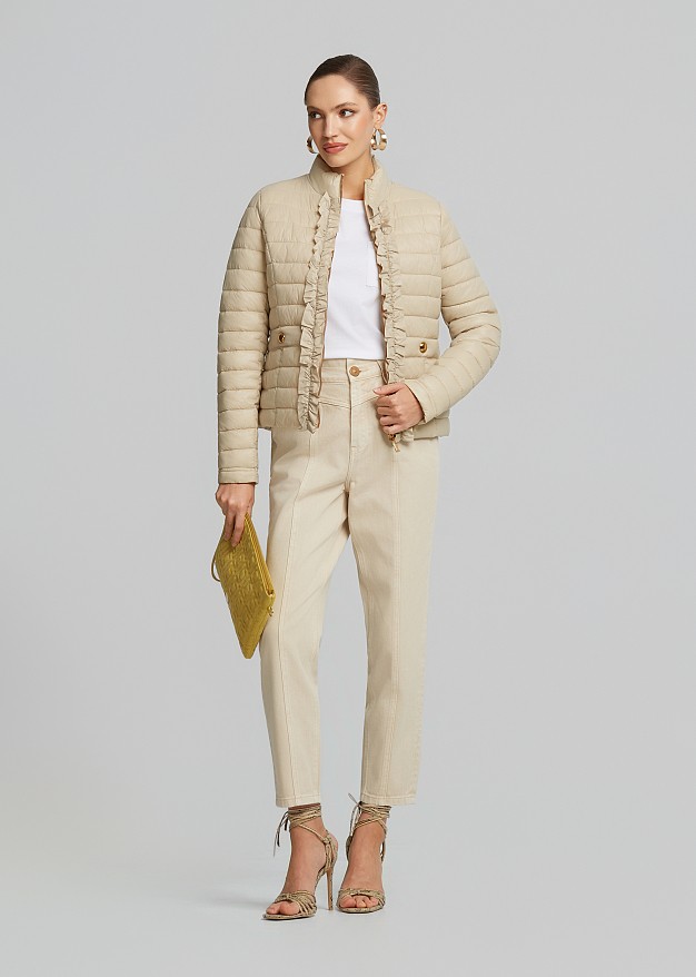 Puffer jacket in frills