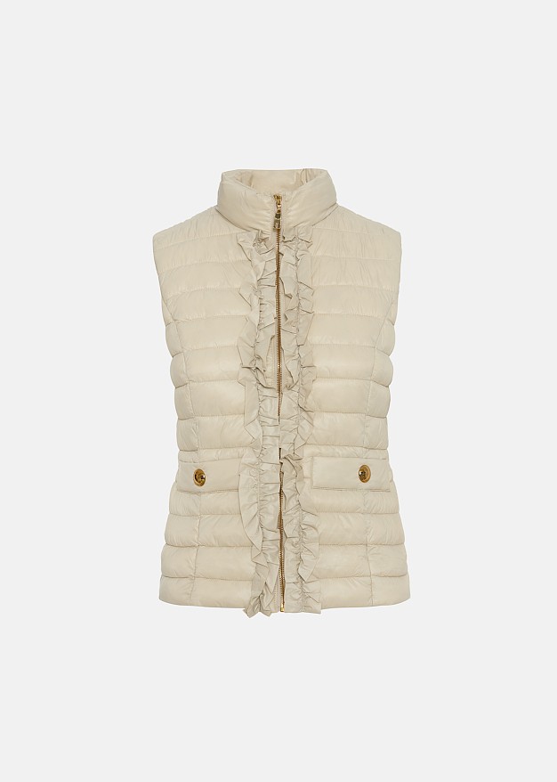 Sleeveless jacket in frills