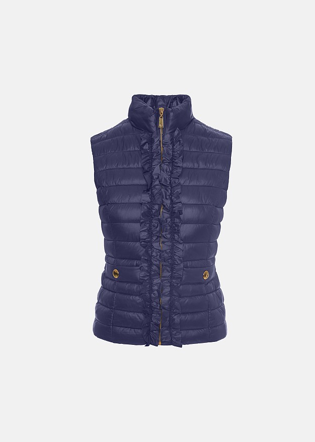 Sleeveless jacket in frills