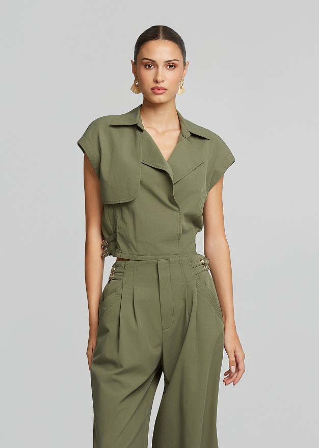 Wrap vest-style blouse