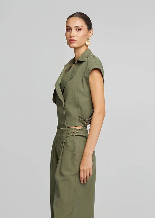 Wrap vest-style blouse