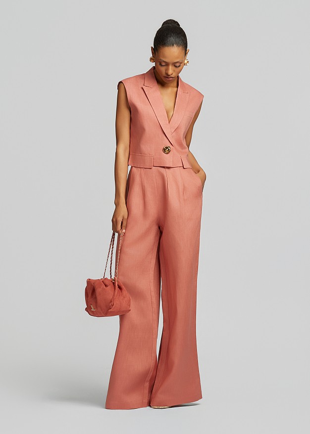 Cropped linen vest-blazer