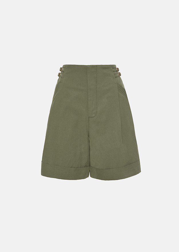 High-waisted gabardine bermuda shorts