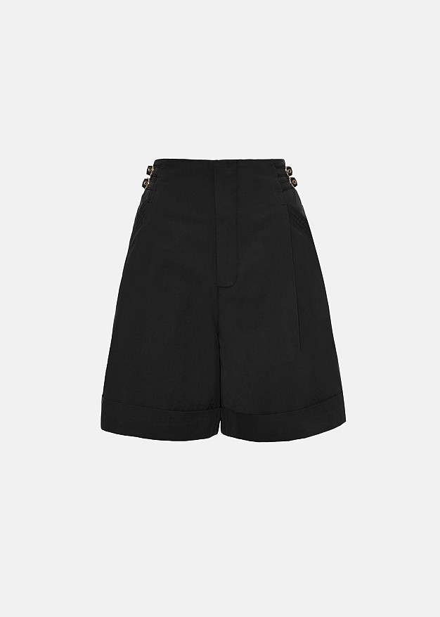 High-waisted gabardine bermuda shorts