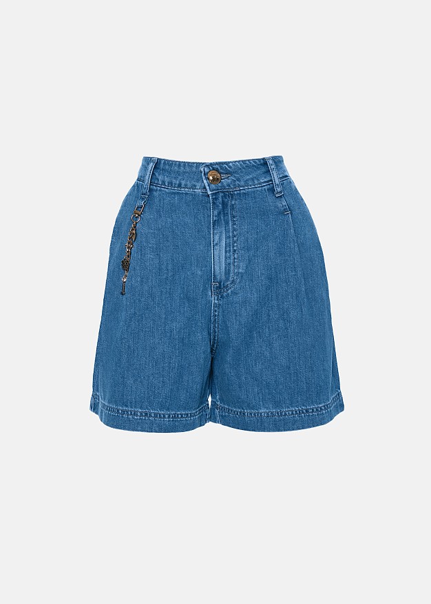 Denim shorts with pleats | LYNNE