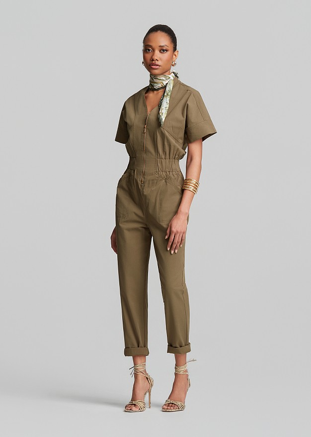 Gabardine jumpsuit with zip closure | LYNNE