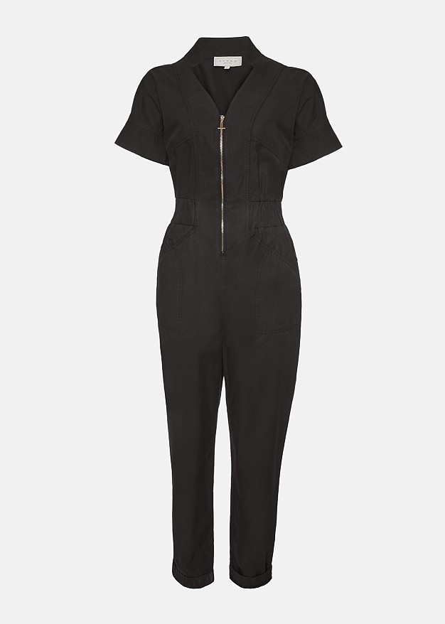 Gabardine jumpsuit with zip closure
