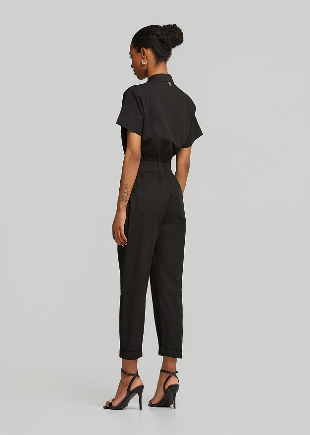Gabardine jumpsuit with zip closure