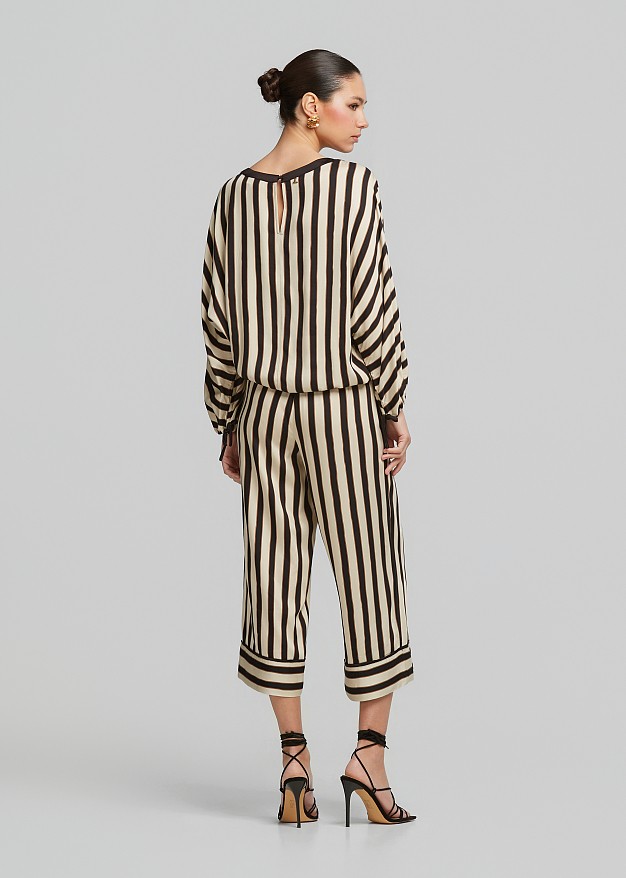 Striped blouse with puff sleeves