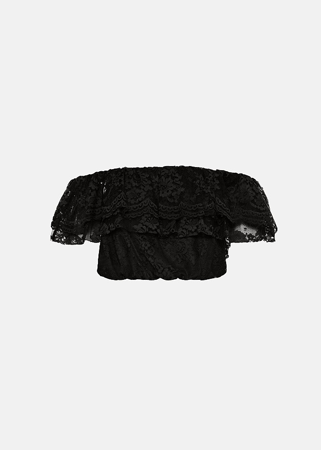 Off-shoulder lace crop top