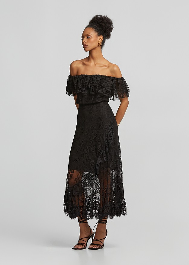 Off-shoulder lace crop top | LYNNE