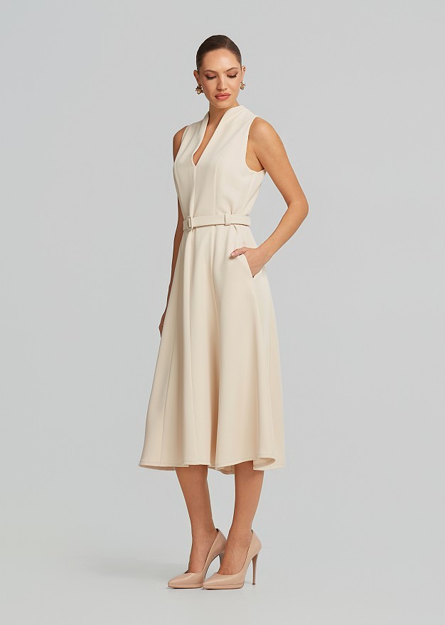 Midi A line dress with pockets | LYNNE