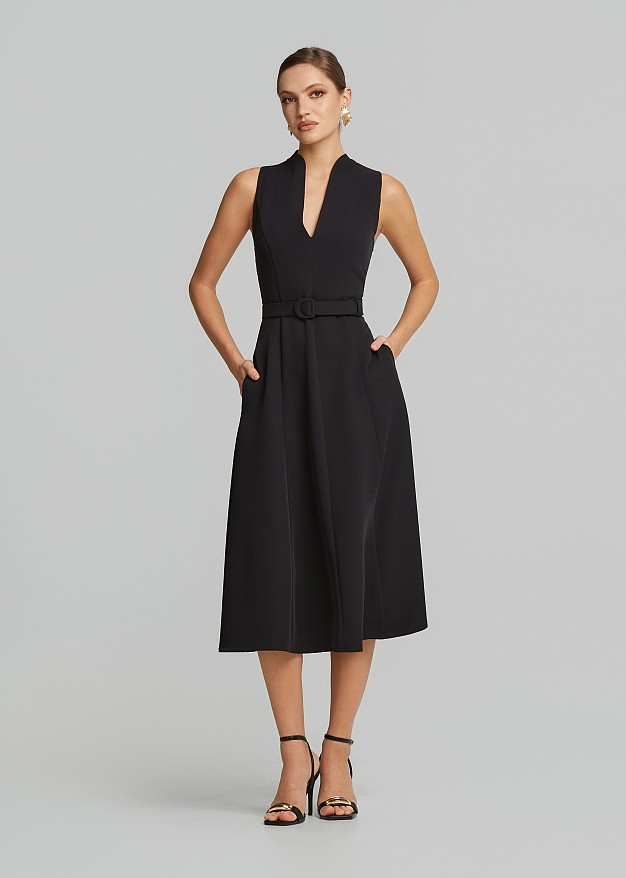 Midi A line dress with pockets