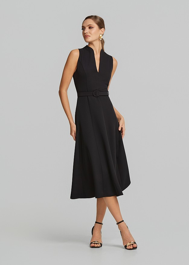 Midi A line dress with pockets