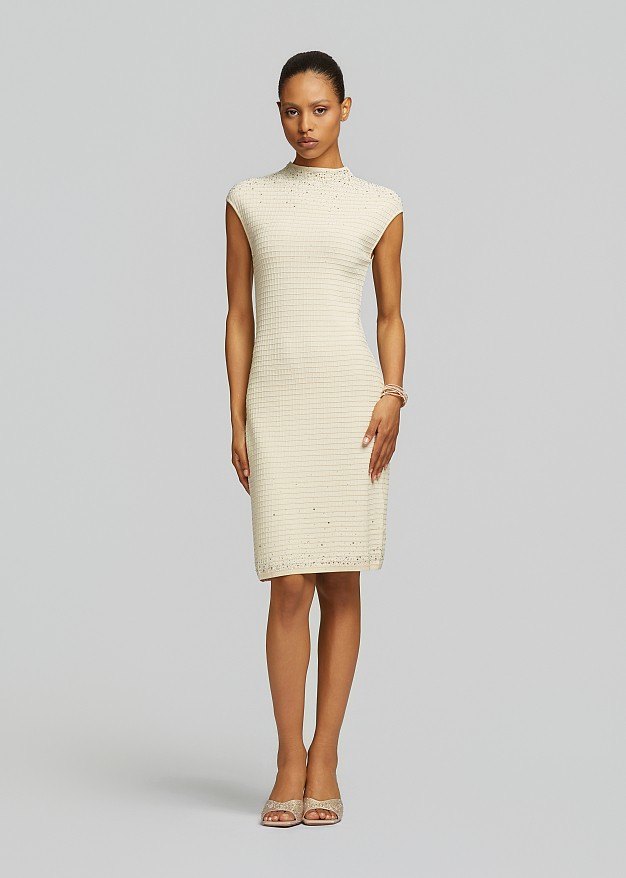 Midi knitted dress with a seamless rhinestone embellishment