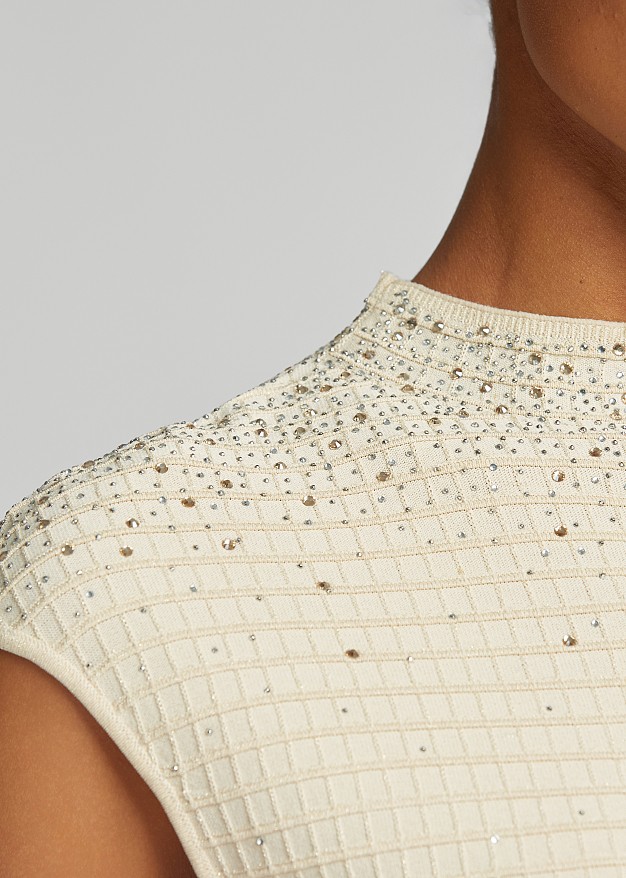 Midi knitted dress with a seamless rhinestone embellishment