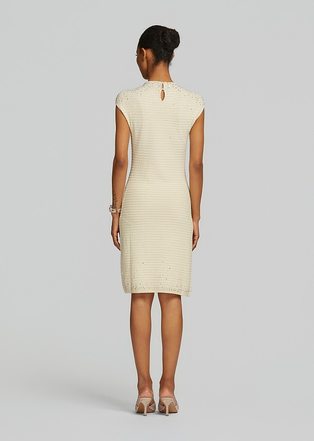Midi knitted dress with a seamless rhinestone embellishment