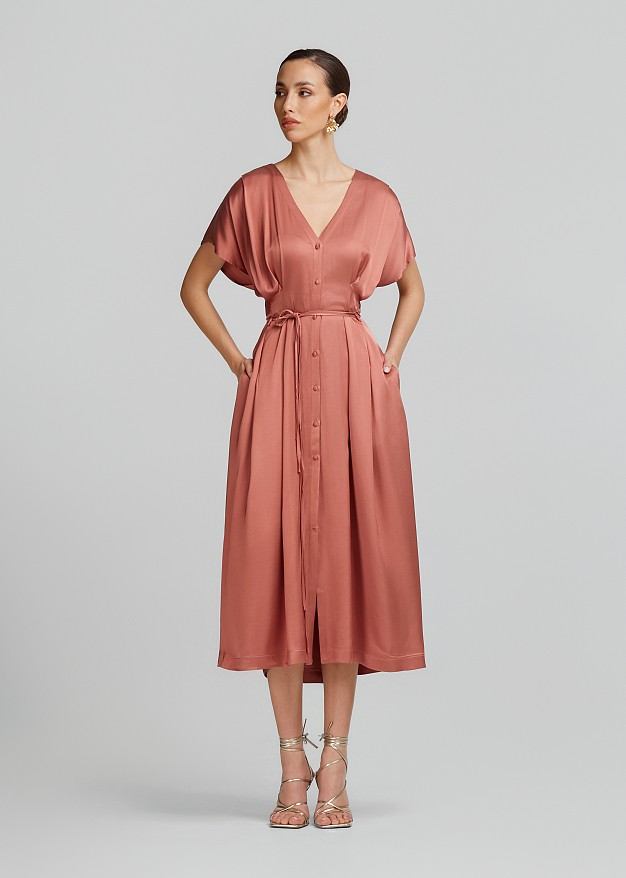 Shirt dress in satin-look